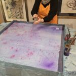 ebru marbling workshop on fabric silk in sultanahmet uskudar istanbul turkiye