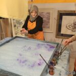 ebru marbling workshop on fabric silk in sultanahmet uskudar istanbul turkiye