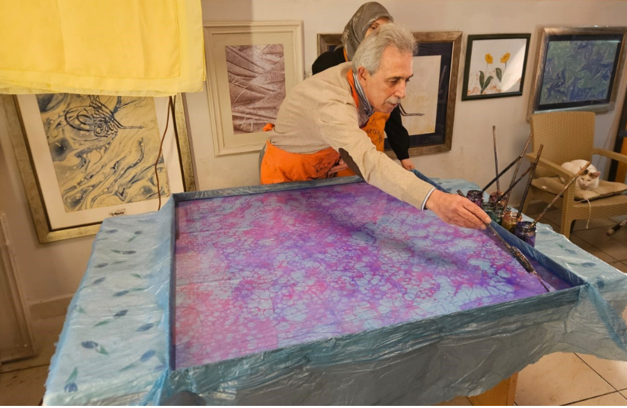 Ebru Marbling Workshop on Fabric